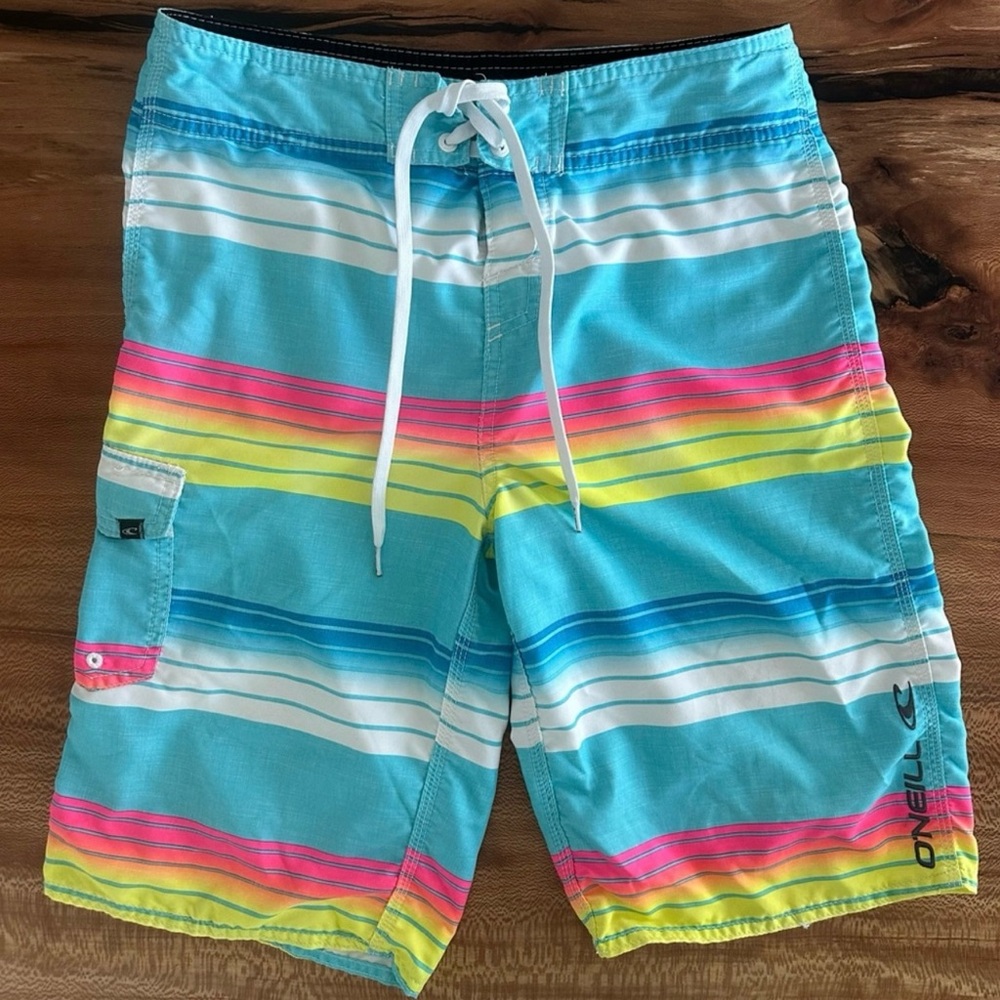 Men’s O’Neill Striped Swim Trunks/ Board Shorts
